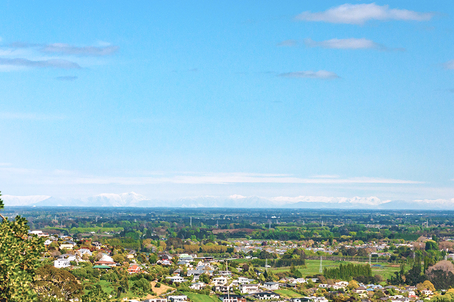 Looking south-west from our balcony across the Southern Alps